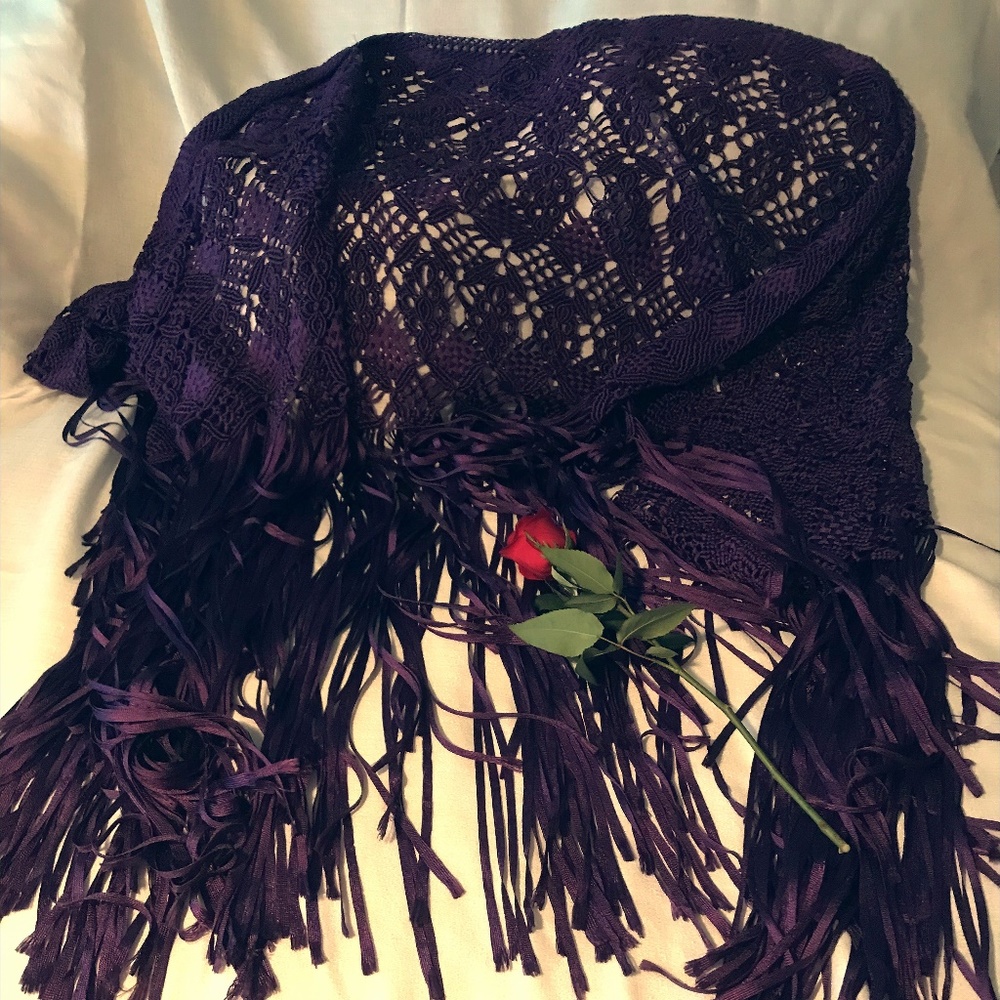 Vintage Silk Macramé Shawl